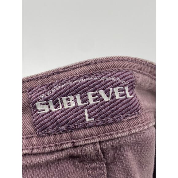 SUBLEVEL Women's Purple Denim Five-Pocket Extra Mini Skirt SZ L - Picture 6 of 9